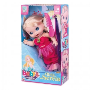 Boneca Baby's Collection Bela Sereia Rosa - 404 - Super Toys