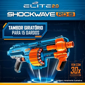 Lançador de Dardos Nerf Elite 2.0 Shockwave RD-15 E9531 - Hasbro