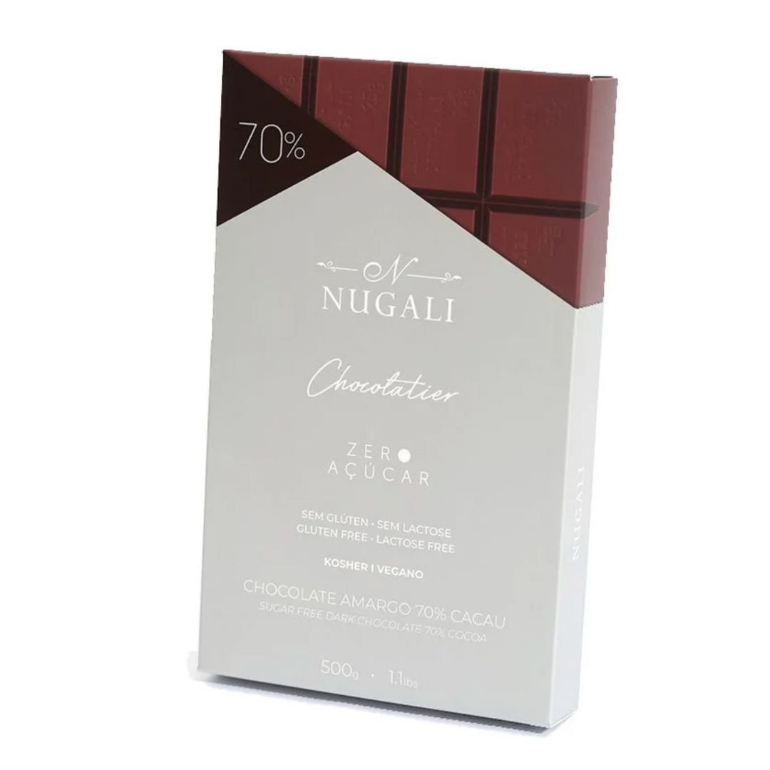Chocolate Amargo 70% Cacau Zero Açucar VEGANO/KOSHER - 500g