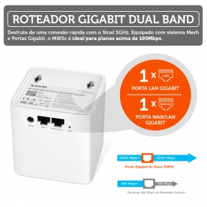 Roteador Wifi Mesh Gigabit Dual Band MW5c 4 Unidades Tenda