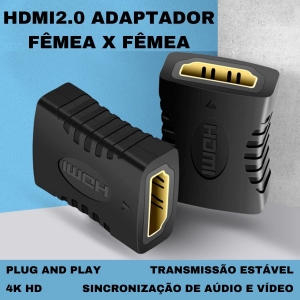 Adaptador Emenda HDMI Fêmea x HDMI Fêmea Extensor Extensão Do Conversor Para Tela Monitor Portátil PC TV HDTV Cabo