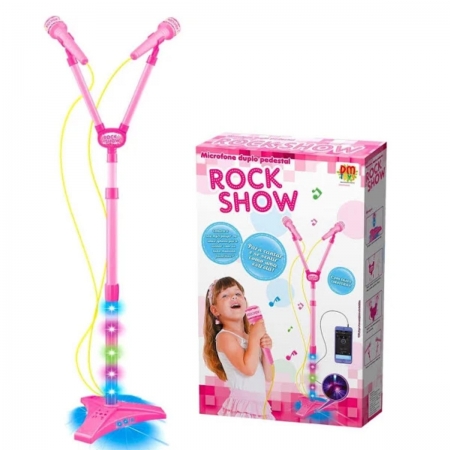 Rock Show | Microfone Duplo Pedestal Rosa