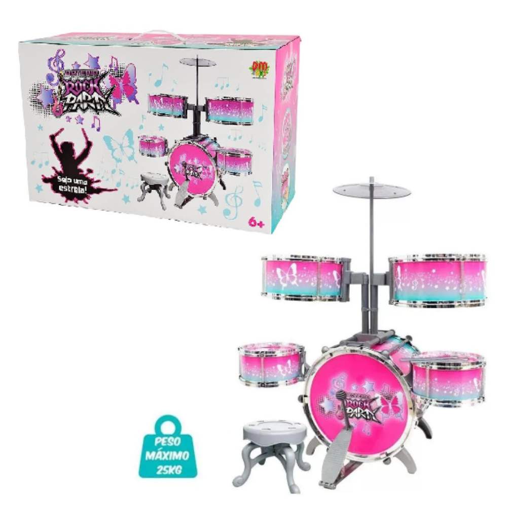 Bateria Rock Party Rosa | DM Toys