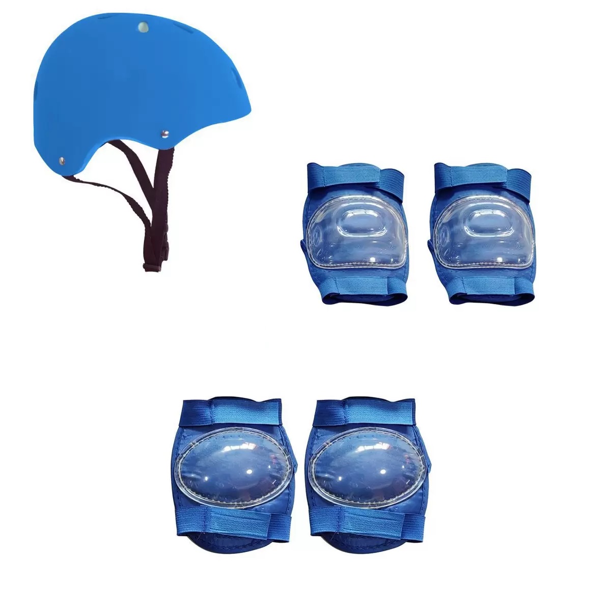 Kit Capacete Azul com Cotoveleira e Joelheira | Dm Toys