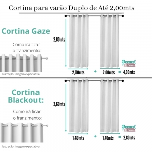 Kit Cortina Blackout + Gaze de Linho P/ Varão Duplo de Até 2,00mts (larg) x 2,60(alt) Avelã