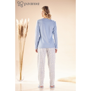 Pijama Manga Longa com Calça em Algodão 100% Fio Penteado