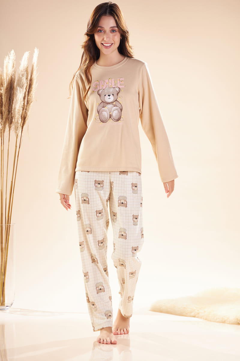 Pijama Manga Longa com Calça em Moletinho