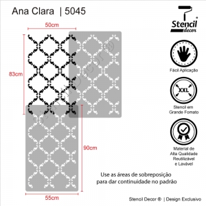 Ana Clara 90x55cm para Parede - Stencil Decor