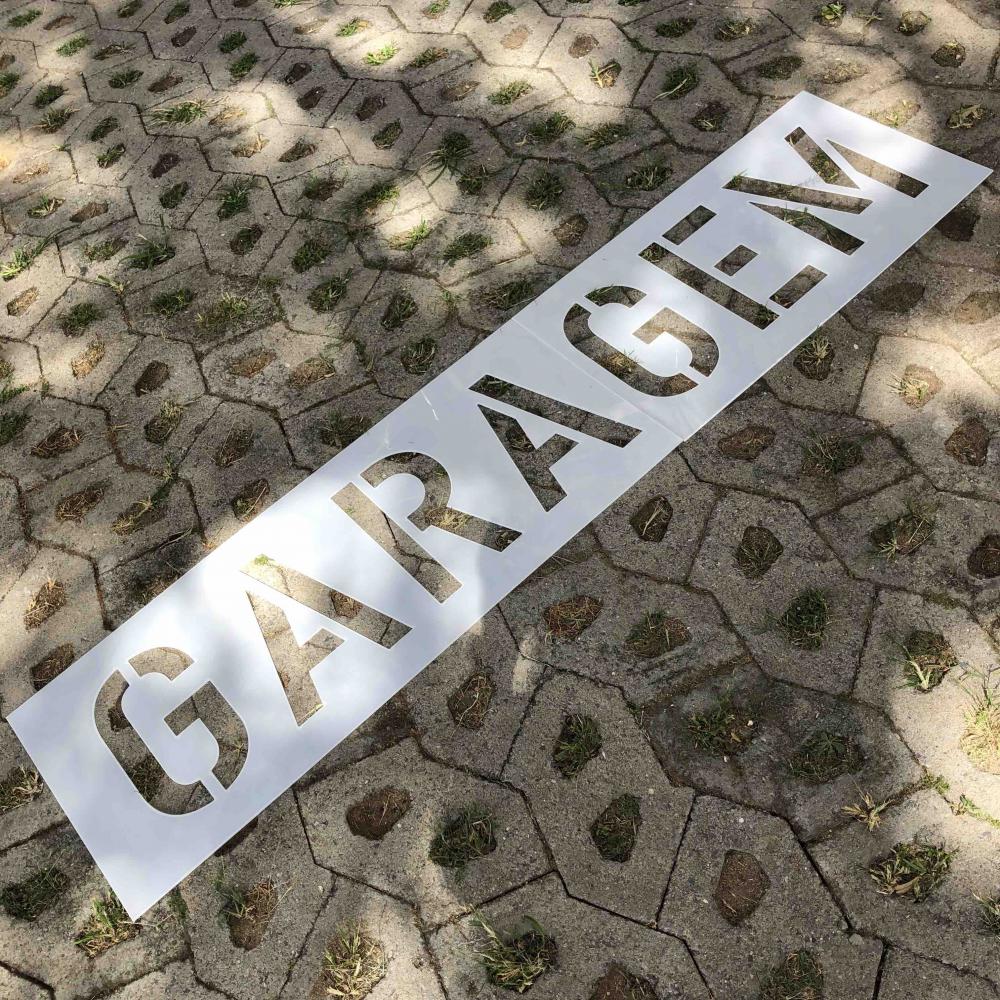 Gabarito GARAGEM legenda em texto para sinalização - 160X28cm