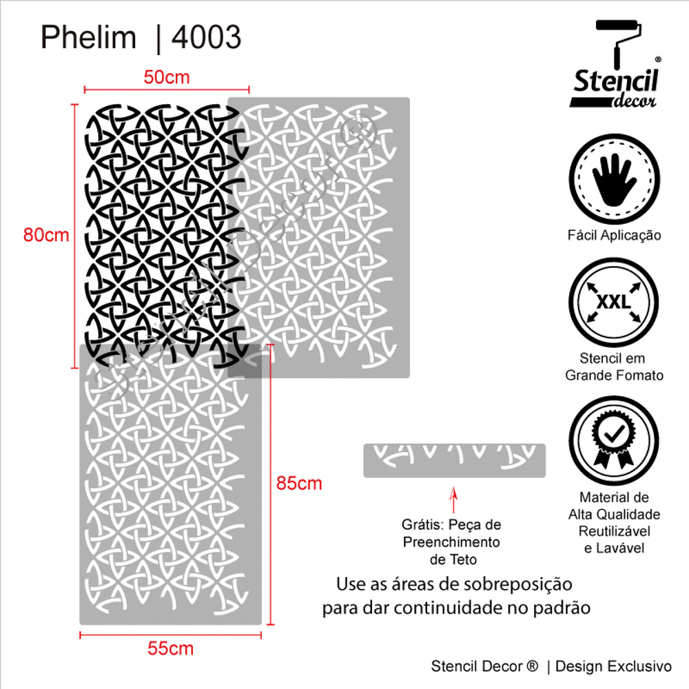 Phelim 90x55cm - Stencil de Parede - Stencil Decor