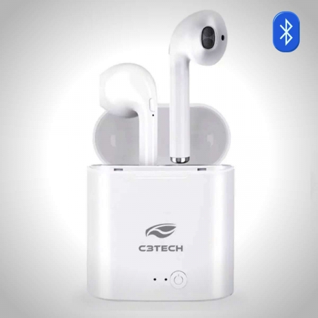 Fone de ouvido Bluetooth 5.0 EP-TWS-20WH TWS Branco C3Tech
