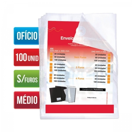 Saco Plástico Ofício 100un Envelope Espessura Média 0.10mm 5077-100 DAC