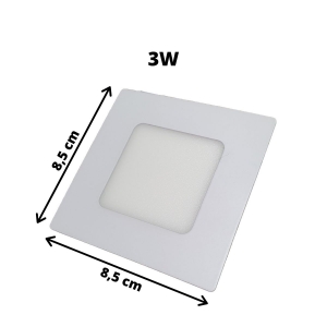 6 Luminária LED Embutir 3w Quadrada Branco Quente 3000k