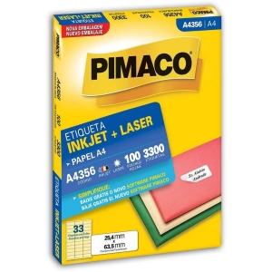 Etiqueta Inkjet Laser Papel A4 25.4X 63.5mm 3300 Unidades PIMACO A4356