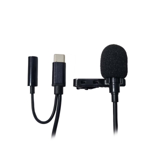 Microfone Condensador de Lapela para Celular Tipo C com Adaptador para Fone