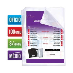 Saco Plástico Ofício 100un Envelope Espessura Extra Média 5177-100 DAC