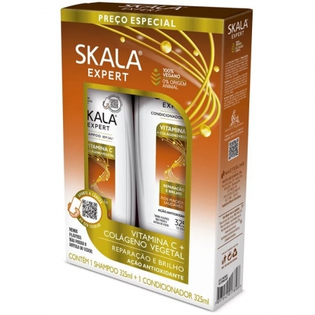 Skala Expert - Kit Shampoo + Condicionador Vitamina C + Colágeno Vegetal  2x325ml