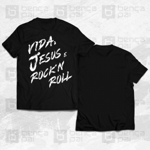 Camiseta Vida, jesus e Rock' in roll Sem data nas costas