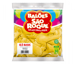 BALÕES SÃO ROQUE AMARELO BASIC LISO 6,5 POLEGADAS PC 50 UNIDADES #118373