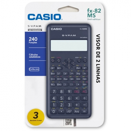 Calculadora Científica Casio FX-82MS 2nd Edition 240 funções Preto