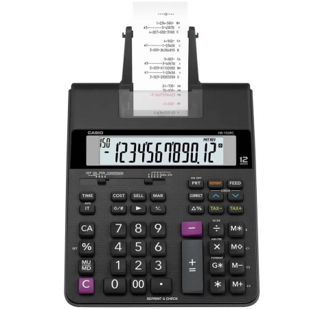 Calculadora com Bobina Casio HR150RC 12 digitos Bivolt - Preto