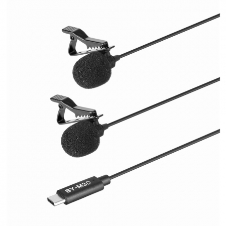 Microfone Lapela Duplo Boya BY-M3D USB-C 