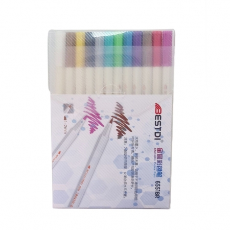 1-Estojo de canetas metalicas.(12 cores)