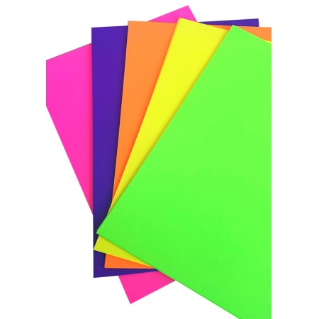 Papel colorido Neon Green , Orange , Yellow , Violet , pink - A4 180 gr - 10 folhas