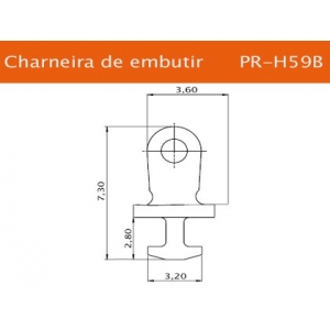 Charneira de Embutir 4mm - PR-H59B / 1 Par