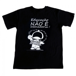 Camiseta Mafalda Educação Não é Mercadoria