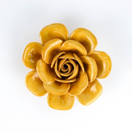 Flor Decorativa De Cerâmica Amarela