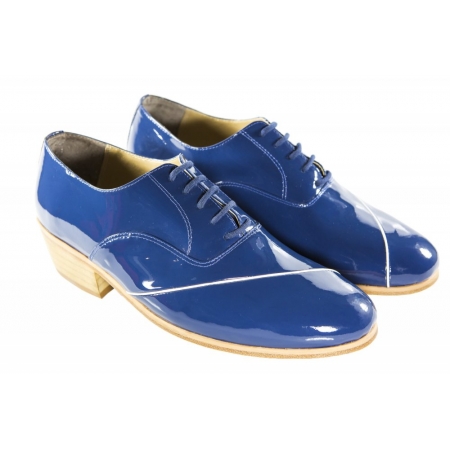 Sapato masculino em verniz azul royal - Cód 054V A