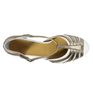 Sapato Feminino em Couro Pelica Branco com Detalhes Metalizado Prata Velho - 023B P
