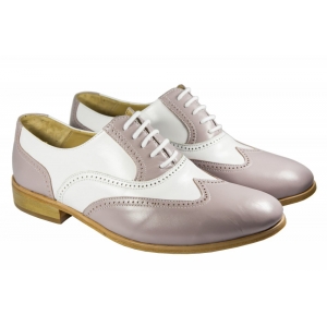 Sapato Feminino Bicolor em Couro Pelica, estilo Oxford - Cód 064 PL