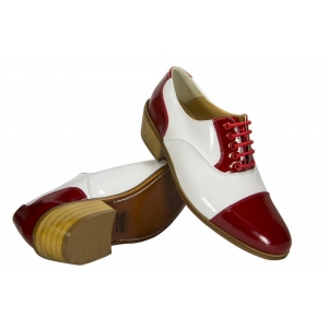 Sapato Masculino em Verniz Bicolor Vernelho e Branco - Cód: 051 VB