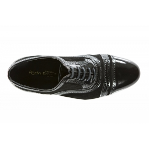 Sapato Masculino em verniz preto com camurça preta - Cód 6664 VP