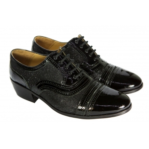 Sapato Masculino em verniz preto com glitter preto - Cód 6664VGP