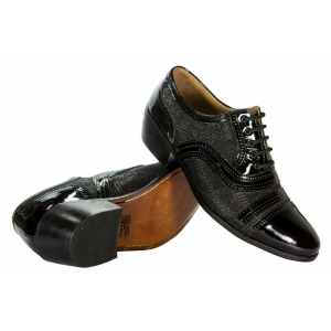 Sapato Masculino em verniz preto com glitter preto - Cód 6664VGP