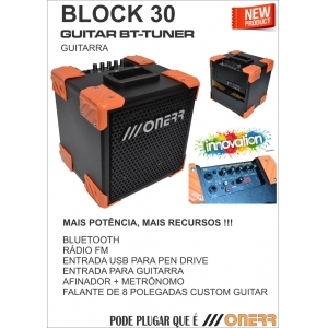 Amplificador Onerr Block Guitar 30 TU Tuner c/ bluetooth e afinador- Megapromoção!