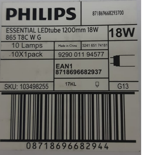 Kit C/10 Lâmpadas Tubo Led T8 18w Bivolt Lumens 1850 Philips