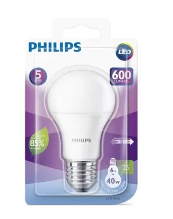 Lâmpada LED 06W Philips Bulbo A60 - bivolt 6500K E27
