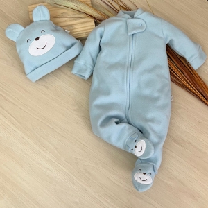 Macacão Bebê Em Soft Com Touca - Azul Bebê