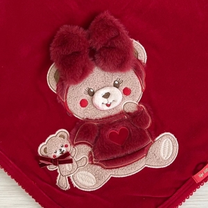 Manta Bebê em Plush Ursinha 3D  - Vermelha