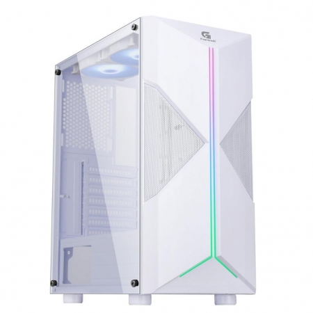 GABINETE GAMER FORTREK HOLT WHITE RGB, MID TOWER, LATERAL ACRÍLICO, S/ FAN, S/ FONTE - HOLT-WHITE-RGB