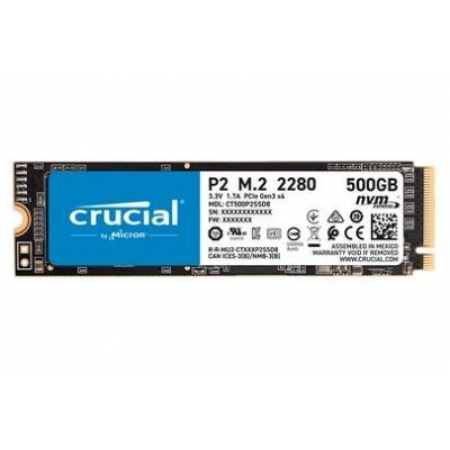 NVME 500GB CRUCIAL P2, M.2 2280, PCIE GEN 3X4, LEITURA 2300MB/S, GRAVAÇÃO 940MB/S - CT500P2SSD8