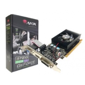 PLACA DE VÍDEO AFOX GEFORCE GT 610 2GB, DDR3, 64 BITS, LOW PROFILE, HDMI/DVI/VGA - AF610-2048D3L7