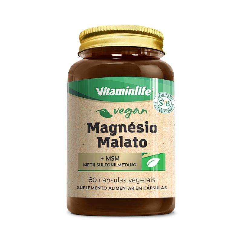 Vegan I Magnésio Malato + MSM (Metilsulfonilmetano) - 60 cápsulas vegetais