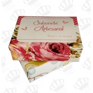 Papel Para Embalar Sabonete (Offset) Floral Vermelho - 06 Unidades (14,5 X 20,5)Cm