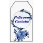 Tag Square Floral Azul Feito com Carinho - Pct C/ 10 Unidades - (2,8 Larg X 4,5 Alt) cm