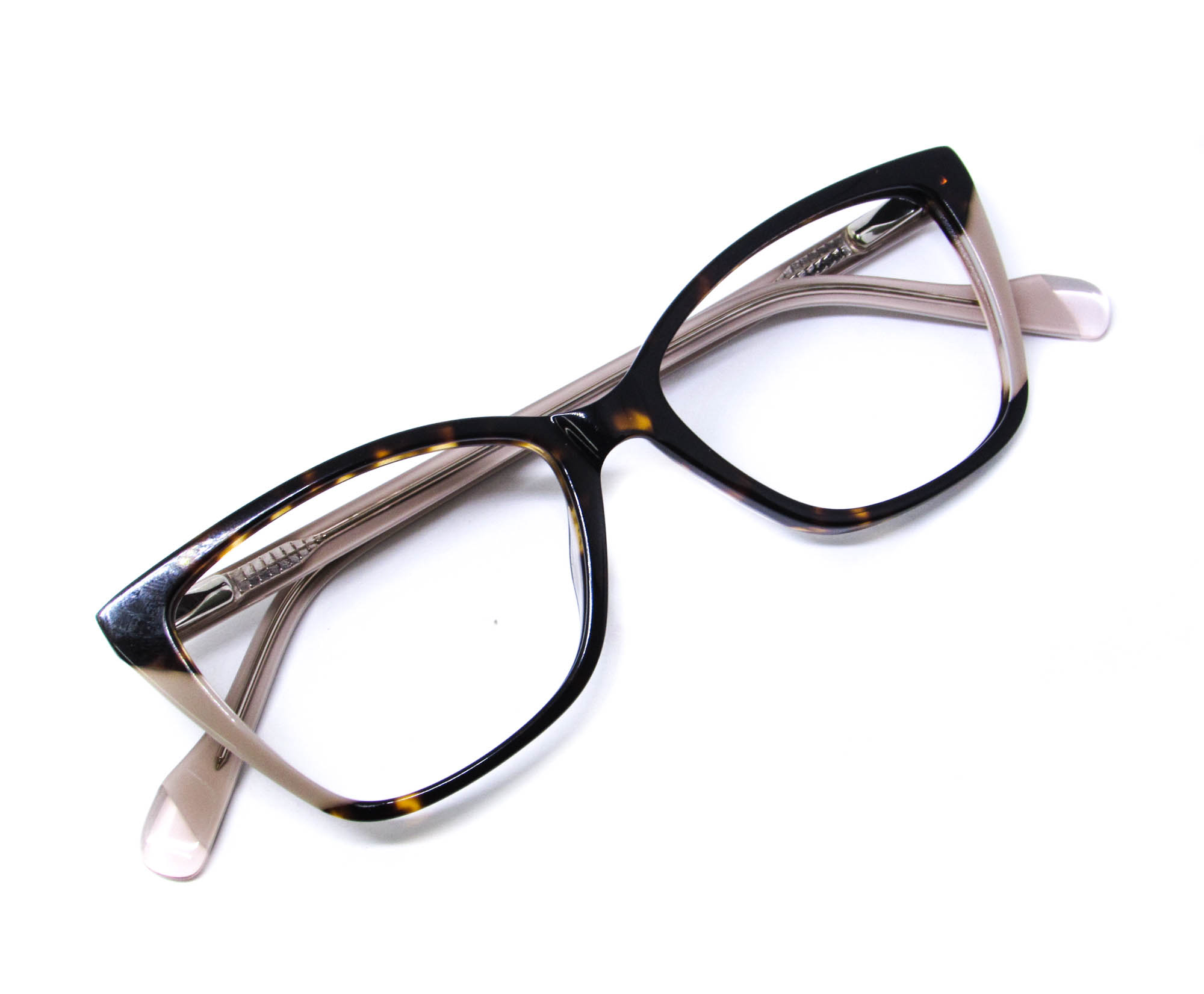 Óculos de Grau Feminino Gatinho Marrom Tartaruga Mesclado com Bege